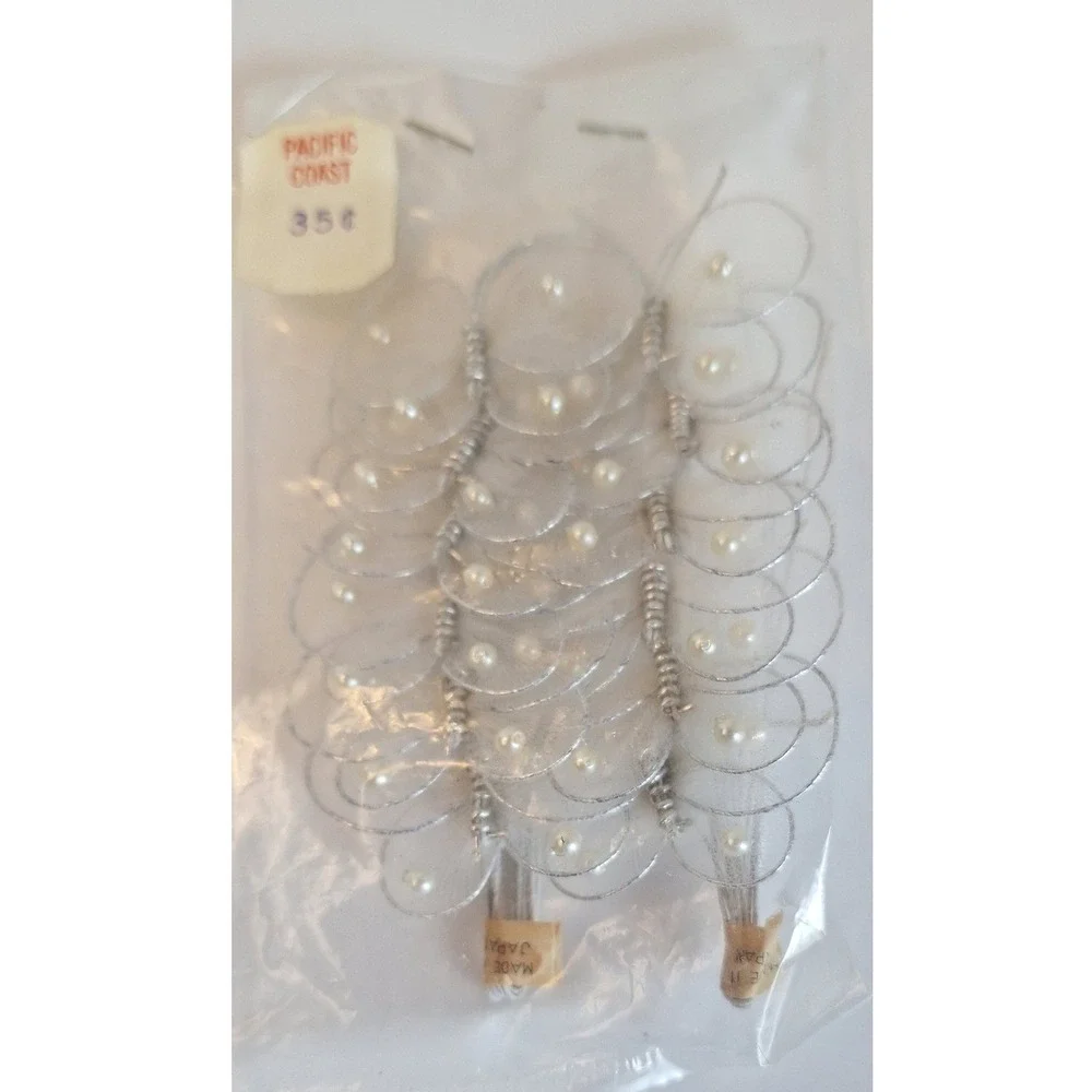Vintage Pacific Coast White Mesh Butterfly Millinery Stems Faux Pearl Japan 3pc